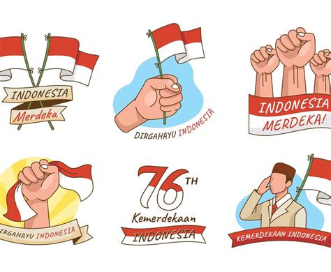 Indonesia Independence Day Cartoon Stickers Vector Art Graphics