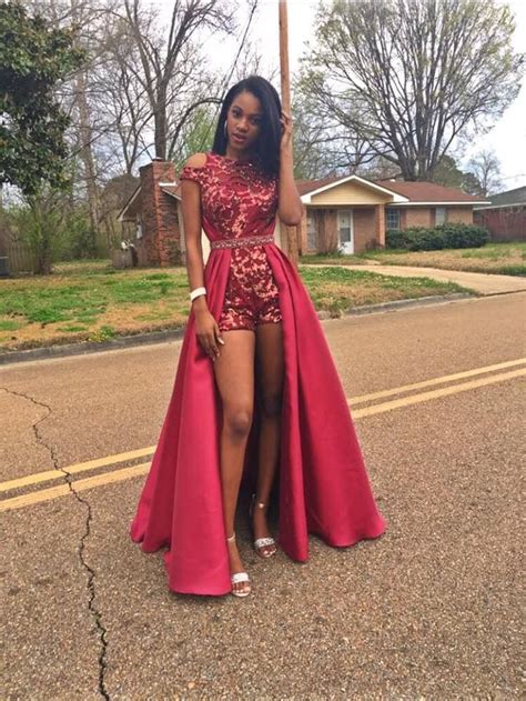 Prom2k19 Blackgirl Amazing In Red 💯 Prom Dresses Black Girl High Low