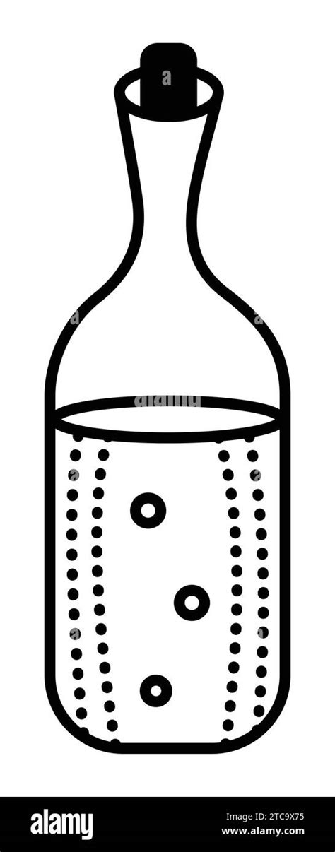 Bottle With Liquid Monochrome Pictogram Of Drink In A Glass Container