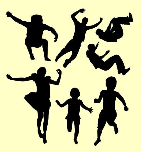 Kids Jumping Silhouette 03 Royalty Free Vector Image