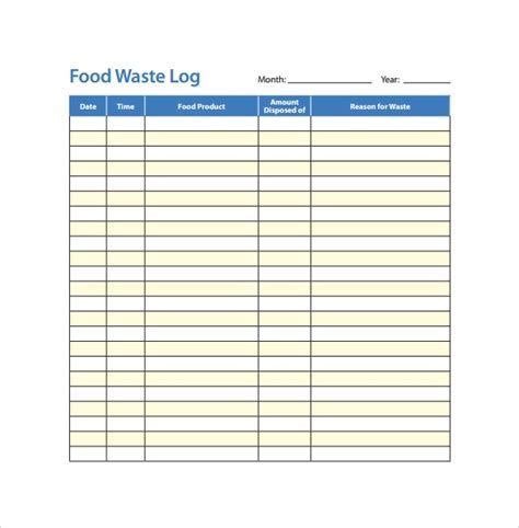 Food Waste Log Template At Mallorysoraya | Food diary template, Food wastage, Templates