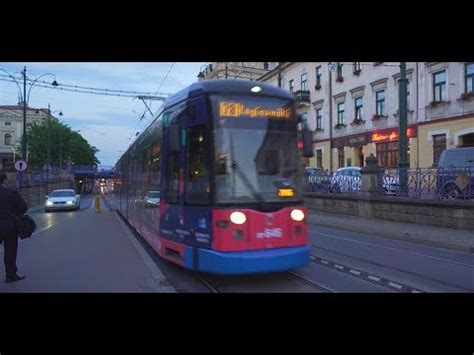 Poland Kraków tram night ride from Teatr Słowackiego to Wawrzyńca