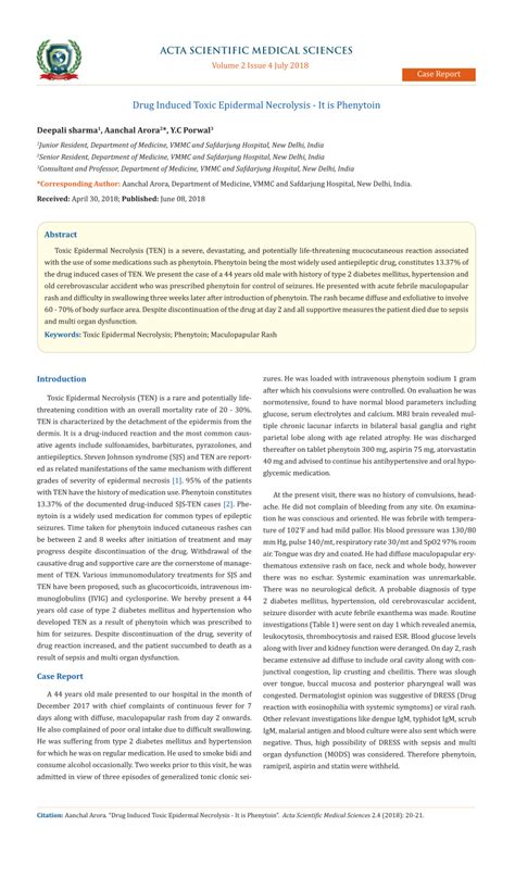 Pdf Drug Induced Toxic Epidermal Necrolysis It Is Phenytoin