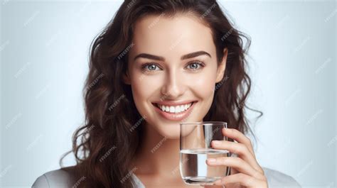 Premium Photo Portrait Of An Attractive Woman Holding A Glass Of Water