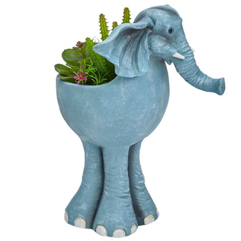 Hand Painted Elephant Planter Outdoor Brylane Home