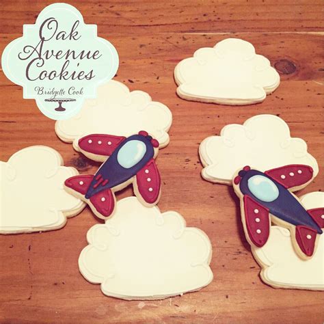 Vintage Airplane Sugar Cookies With Royal Icing By Oak Avenue Cookies