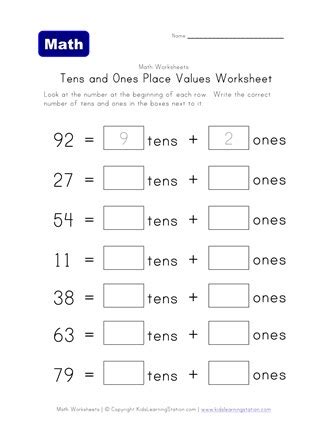 Tens And Ones Math Worksheet