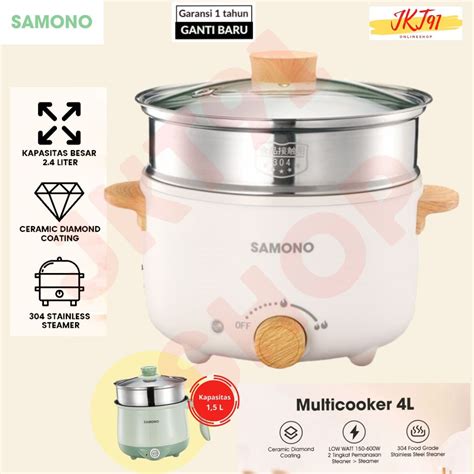 Jual Panci Listrik SAMONO 4 Liter Teflon Keramik Ceramic Kukusan