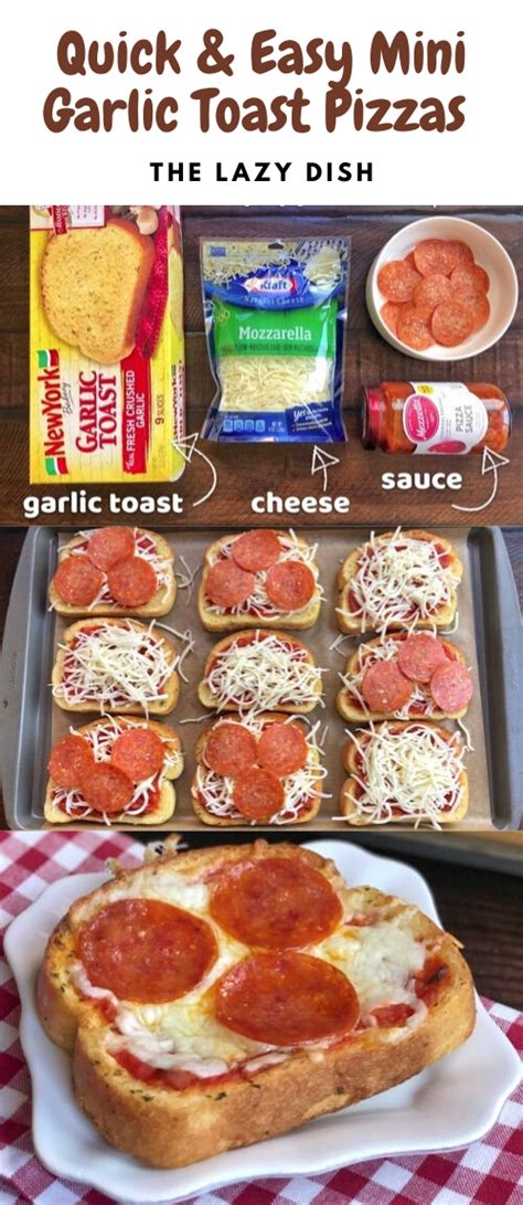 Quick Easy Mini Garlic Toast Pizzas The Lazy Dish Toast Pizza