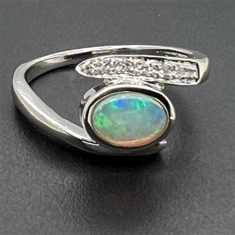 Ct White Gold Solid Opal Ring Sr