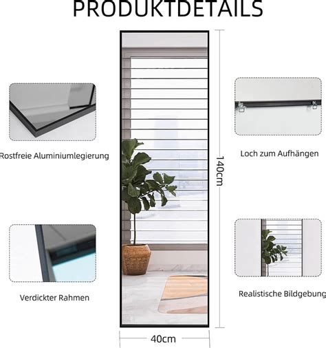 Staande Spiegel Met Zwart Metalen Frame 140 X 40 Cm HD Grote Full Body