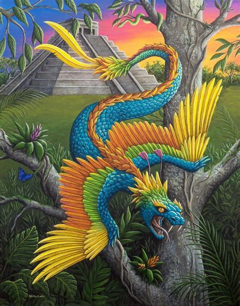 Kukulkan Serpent Bird Mayan God Fantasy Creatures Mythical