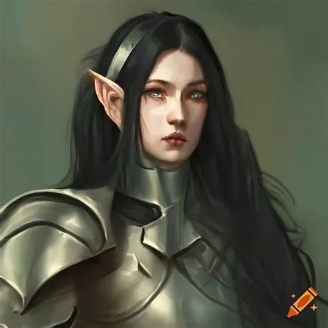 Anime Painting Of A Male Elf Knight With Long Orange Hair And Green