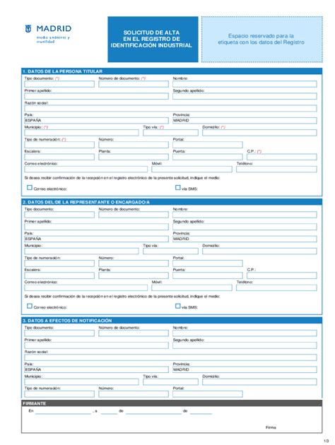 Fillable Online En El Registro De Solicitud De Alta Espacio Reservado