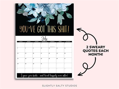 2024 Calendar Printable 2024 Digital Calendar 2024 Swear Etsy España