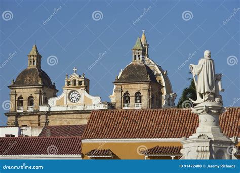 Statue Of Christopher Columbus In Cartagena De Indias Royalty Free