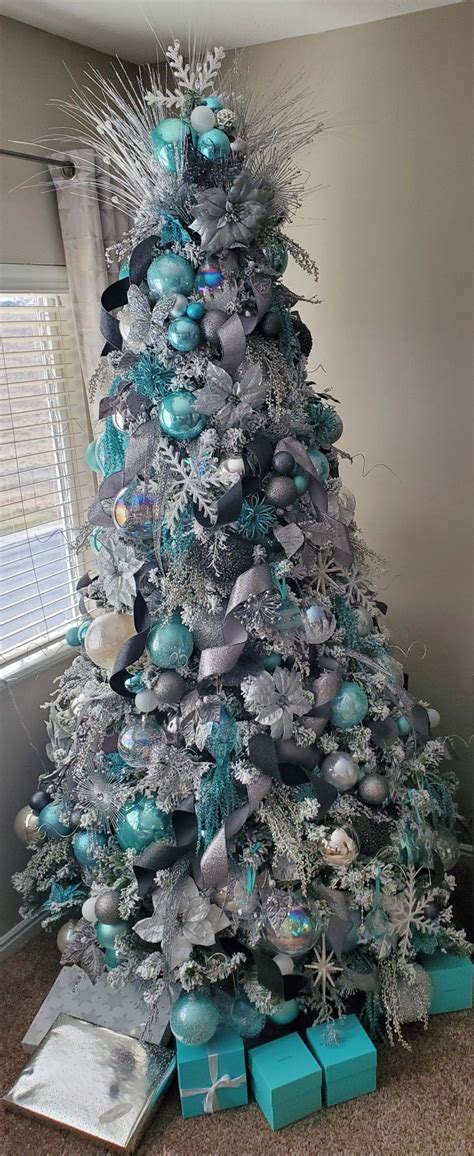 Tiffany Blue Flocked Christmas Tree Blue Christmas Tree Decorations