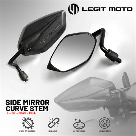 Legitmoto Honda Yamaha Curved Stem Side Mirror Non Graded Lens L Se