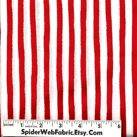 No 4 Red And White Stripe Fabric Red Stripe 14 Etsy