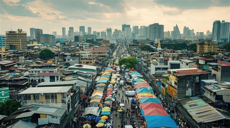 Bangkok Flea Market Aerial View Background People Flea Market Built