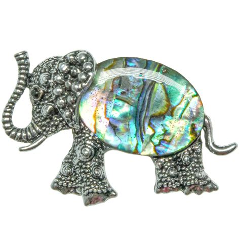 Broche éléphant avec nacre abalone