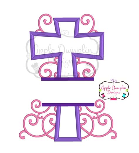 Whimsical Cross Split Applique Design Machine Embroidery Etsy