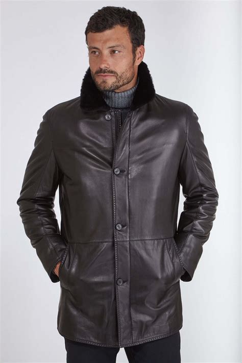 Manteau cuir doublé mouton Torras N98111 Noir Cesare Nori