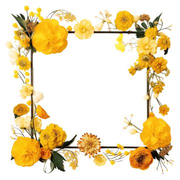 Yellow Flower Frame, Design, Frame, Flower PNG Transparent Image and ...