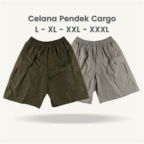 Jual Celana Pendek Pria Cargo Polos Kolor Cowok Santai Kantong Tutup