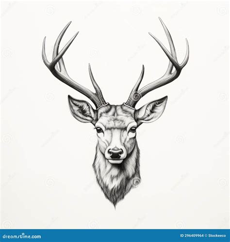 Minimalistic Black And White Deer Head Silhouette Art Stock