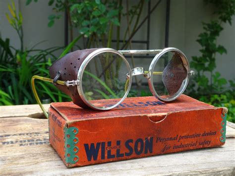 Vintage Willson Safety Glasses B119 Leather Shields Clear Lenses Steampunk~vintage Motorcycle