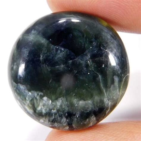 Natural Unique Green Seraphinite Round Cabochon Loose Gemstone