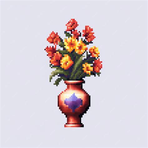 Premium Ai Image Pixel Art Flower Vase By Pixelplantmaster