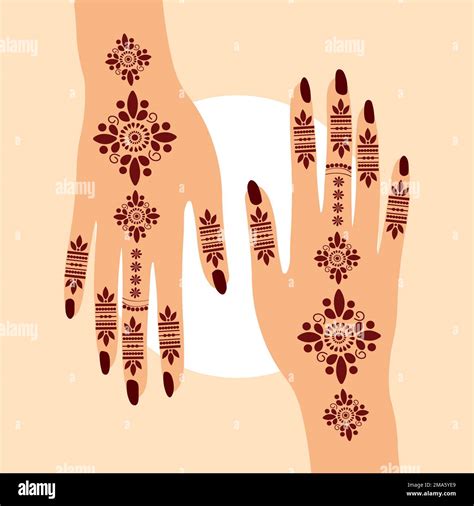 Floral Henna Mehndi Vector Hand Illustration Design Henna Hands Vector