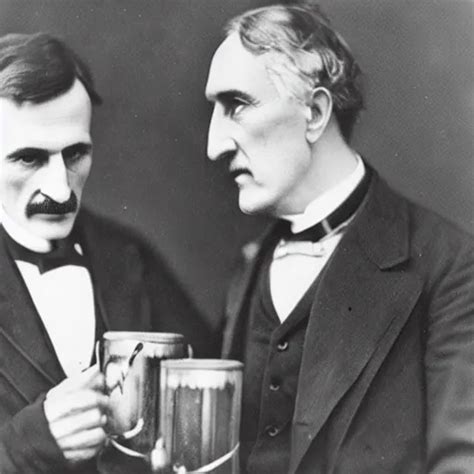 Nikola Tesla And Thomas Edison Drinking Beer Together Stable