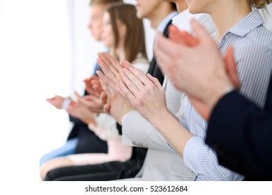 Close Business People Hands Clapping Conference Stock Photo 523612684