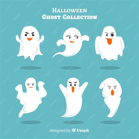 Free Vector Halloween Ghost Character Collection With Flat Design