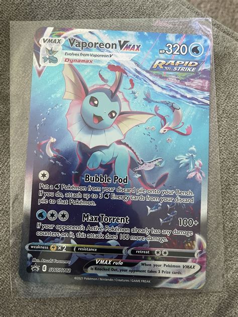 Vaporeon Vmax Jumbo Foil Alt Art Pok Mon Premium Oversized Card Swsh