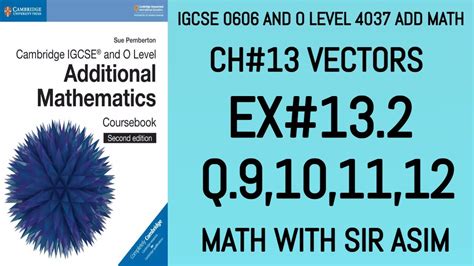 Additional Math Igcse And O Levels Ch Vectors Ex