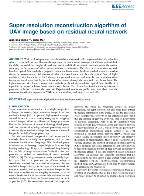 PDF Super Resolution Reconstruction Algorithm Of UAV Image Based On