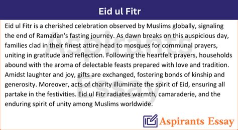 Paragraph On Eid Ul Fitr In English Words