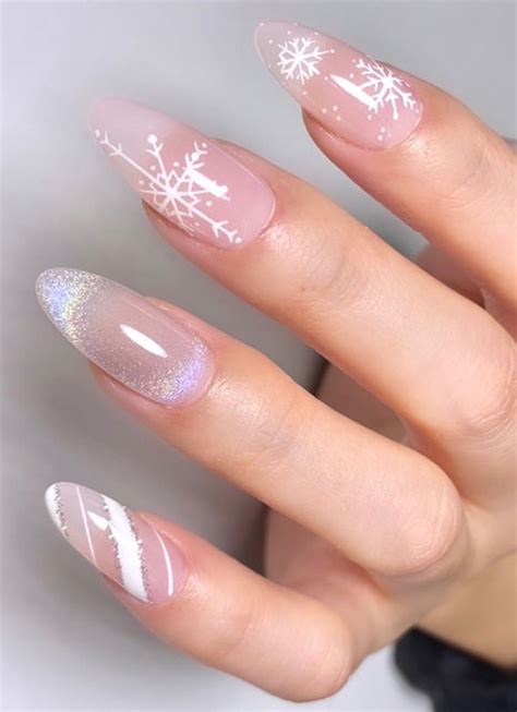 50 Fab Christmas Nail Designs And Ideas Snowflake And Candy Cane Sheer