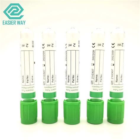 Disposable Medical Pet Glass Green Top Heparin Tube China Heparin