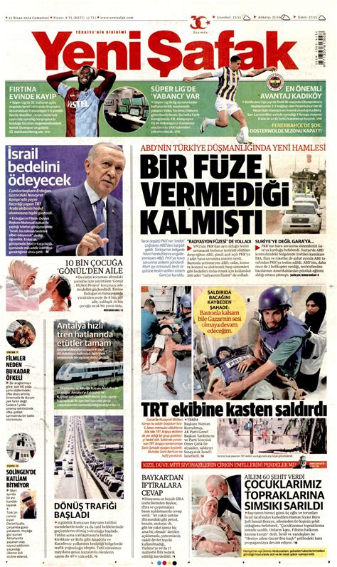 Yeni Şafak Gazetesi Yeni Şafak Manşet Oku Haberler 13 Nisan 2024