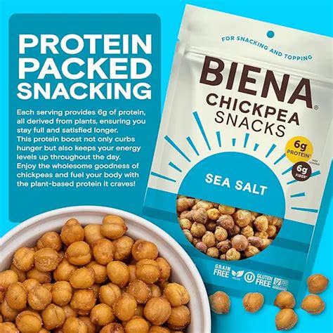 BIENA Chickpea Snacks Crunchy Roasted Chickpeas High Fiber Vegan