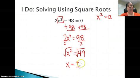 Solving Quadratics Using Square Roots Youtube