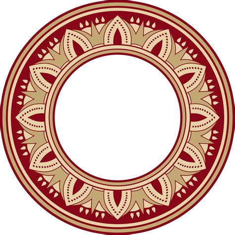 Round Golden With Red Egyptian Ornament Endless Circle Border Ancient