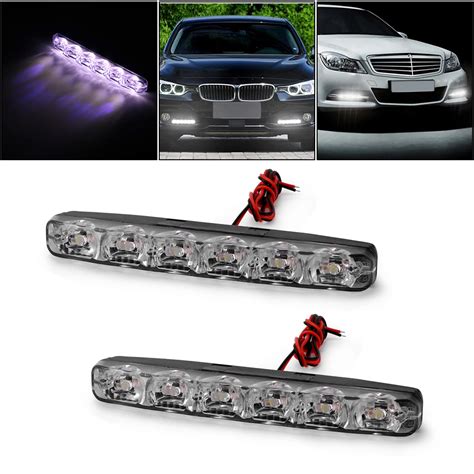 1Pair 6 LED DRL 12V Car Day Light Waterproof Car Styling Super Bright