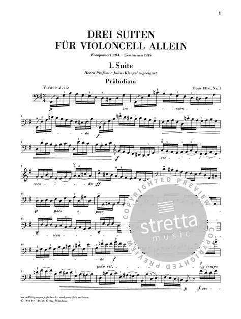 Drei Suiten Op C F R Violoncello Solo Von Max Reger Im Stretta