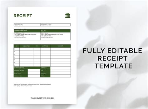 Editable Receipt Template Receipt Template Small Business - Etsy